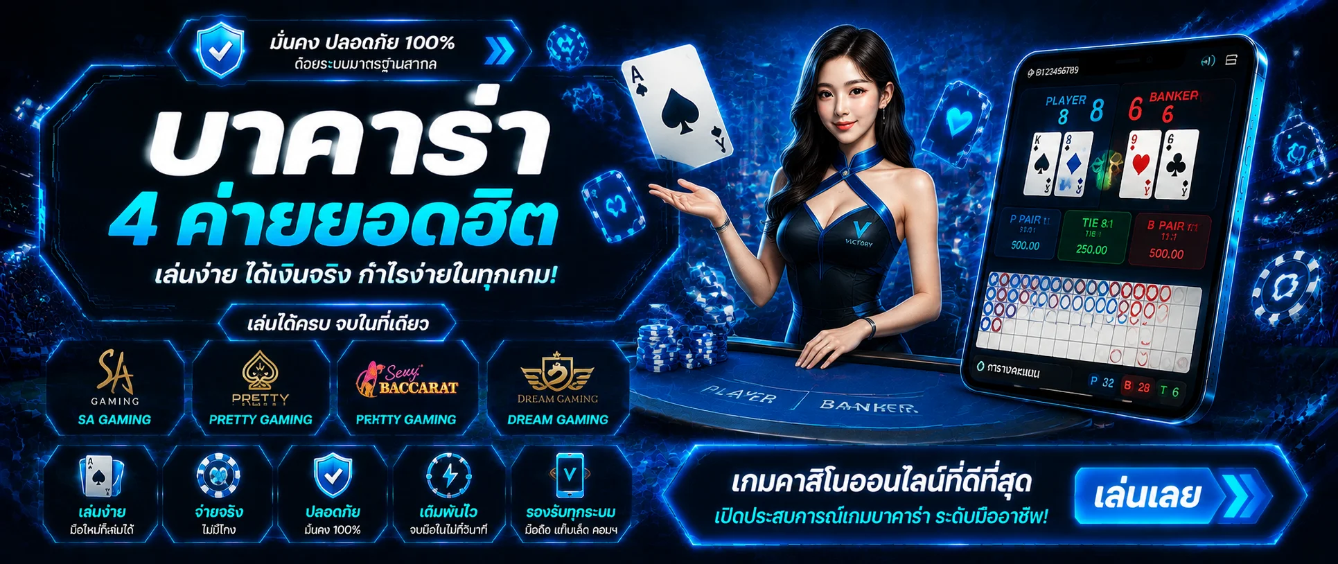 คาสิโนออนไลน์ LENBALL168 บาคาร่าสดจากสตูดิโอค่าย SA Sexy WM
